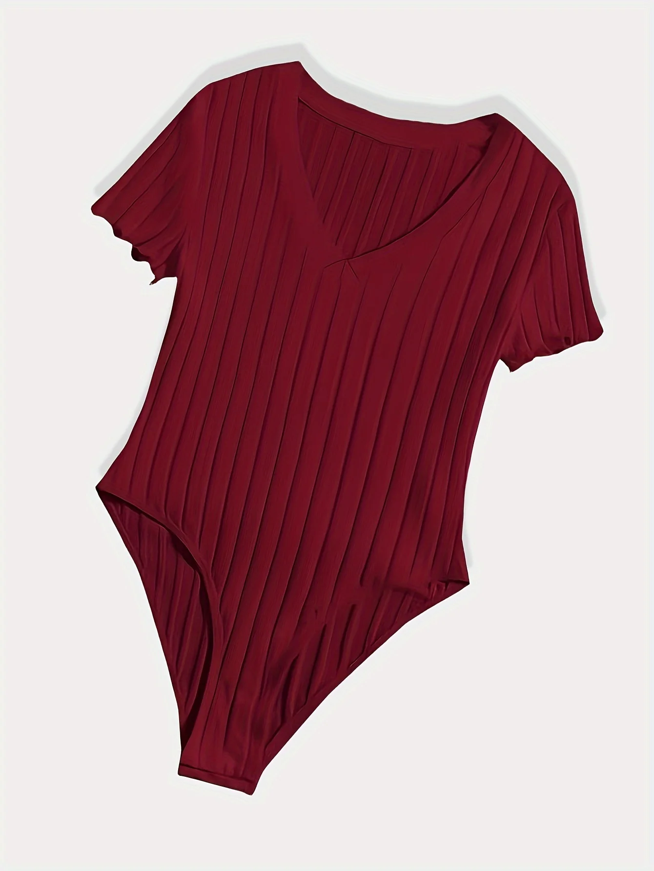 Neues kurzärmeliges, schmales T-Shirt mit V-Ausschnitt, sexy und vielseitiger, eng anliegender Jumpsuit. – Detail 12