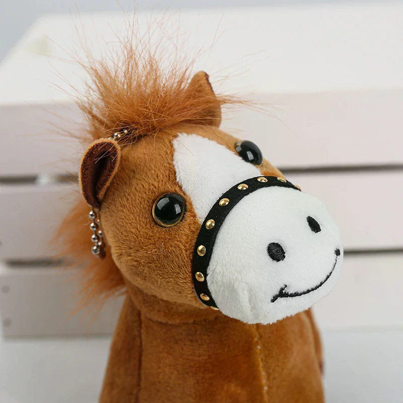 Horse Keychain Plush Bag Charm Cute Brown Pony Kawaii Gifts For Christmas New Year Accessories Stuffed Animal Pendant