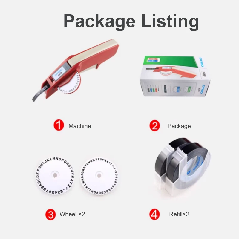 DYMO 1610 Manual Label Printer Print 6/9mm 3D Embossing Plastic Label Tape typeprinter machine