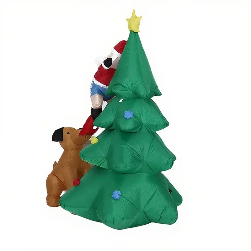 

1.8M luminous air model chasing Santa Claus inflatable dog Christmas tree climbing pull-up pants ornament