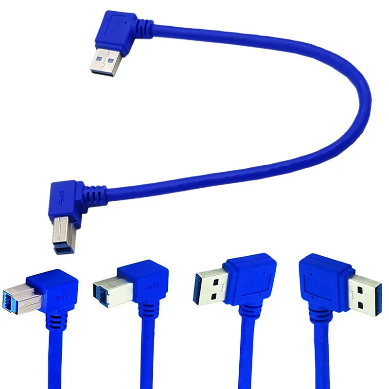 

1PCS Usb3.0 Data Transmission Wire A Male 90 Degree Angle To B Male Left/right Adapter Cable For Hard Disk Box Printers Scanner