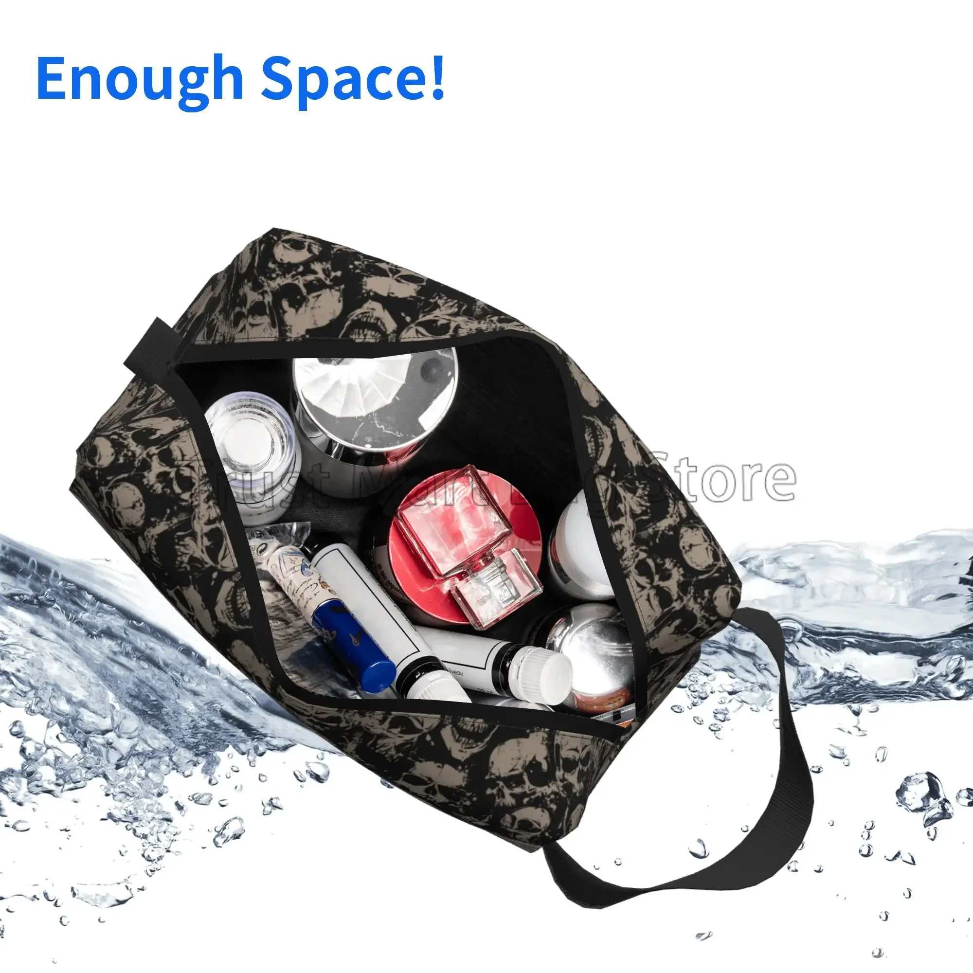 Gothic Women Travel Makeup Bag Organizer Vintage Grunge Skulls Cosmetic Bag Portable Large Waterproof Toiletry Pouch Accessories