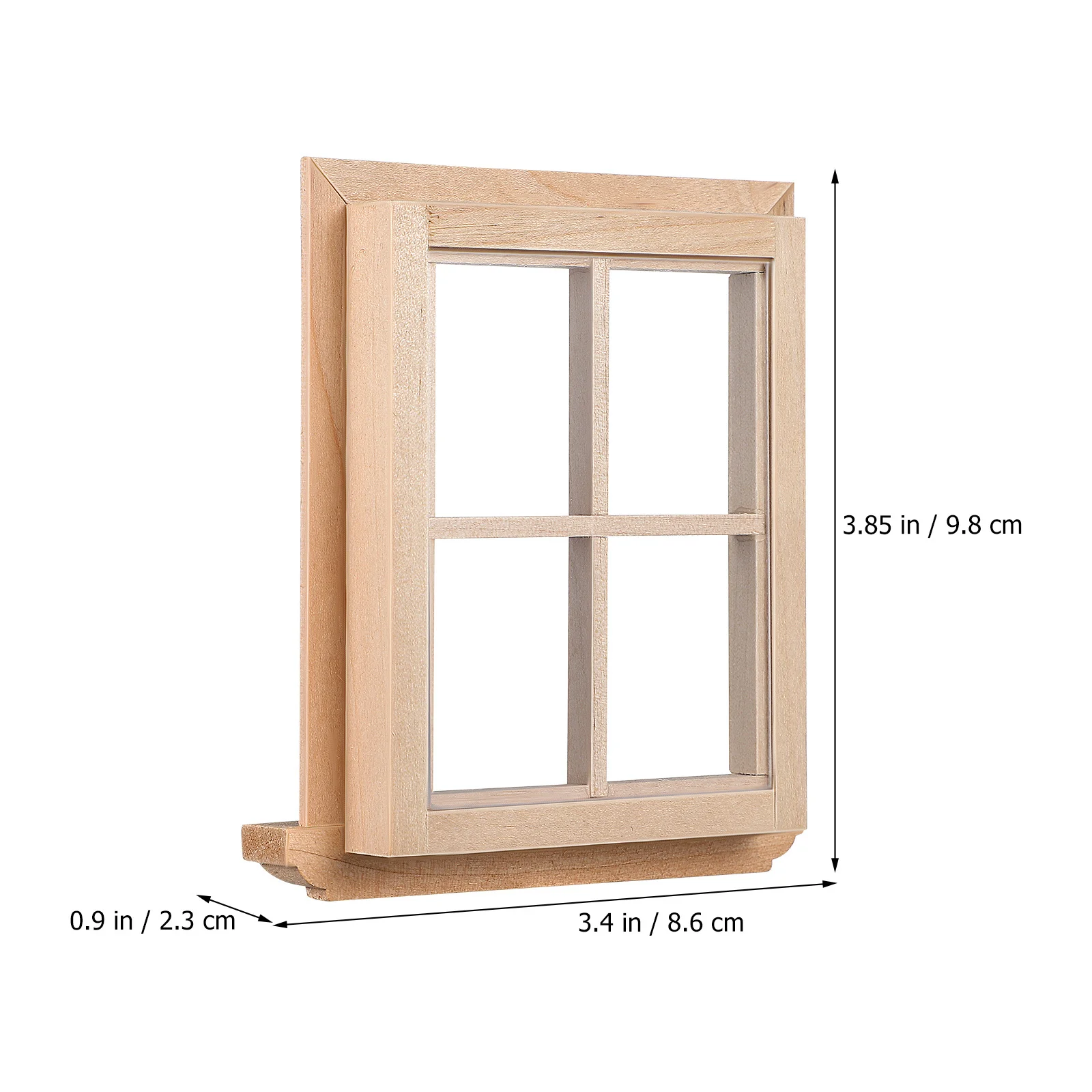 

2 pcs Frame 4-Grid Wooden Window Diy House Furniture Rustic House Accessories Tiny Room Decor Kids