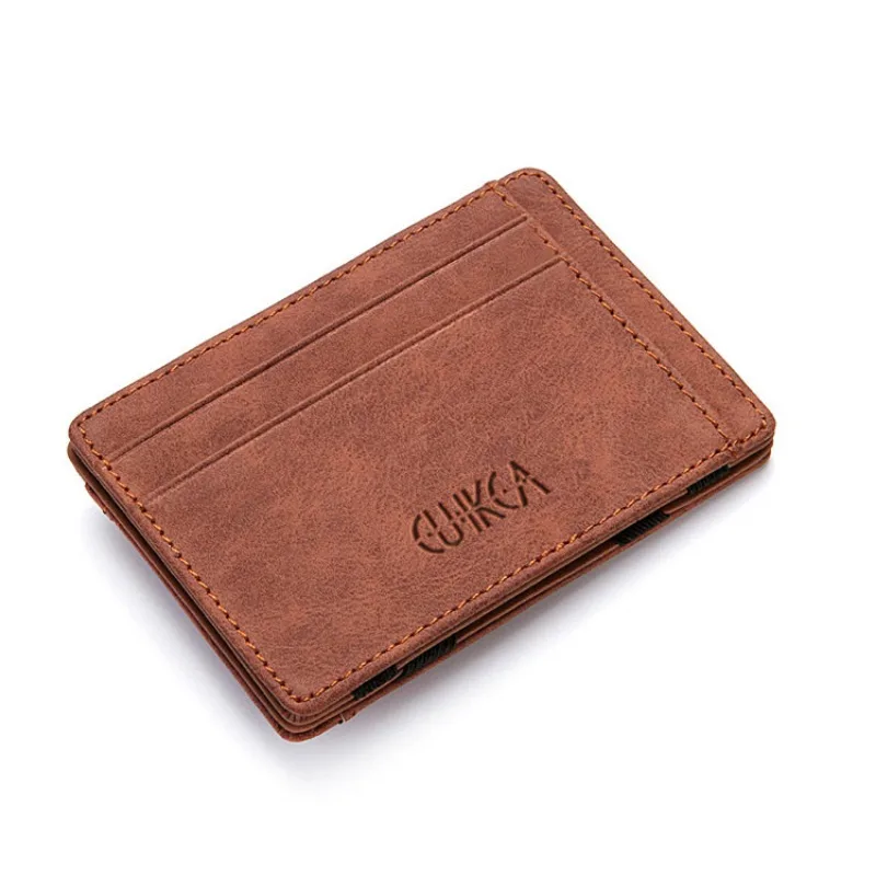 Ultra Thin PU Leather Women Men Magic Wallets Mini Small Coin Purses Portable Short Business Credit Card Holder Clutch Bag Case