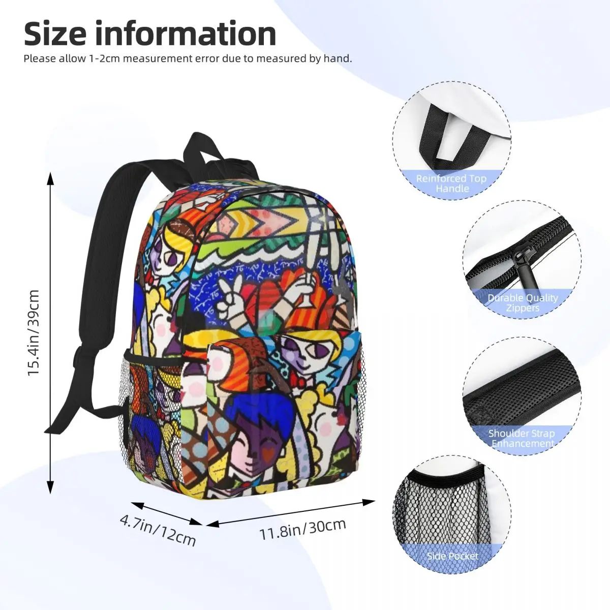 B-Britto-Anime bedruckte, leichte, lässige Schultasche für Schule, Outdoor, Einkaufen, Büro 15 Zoll