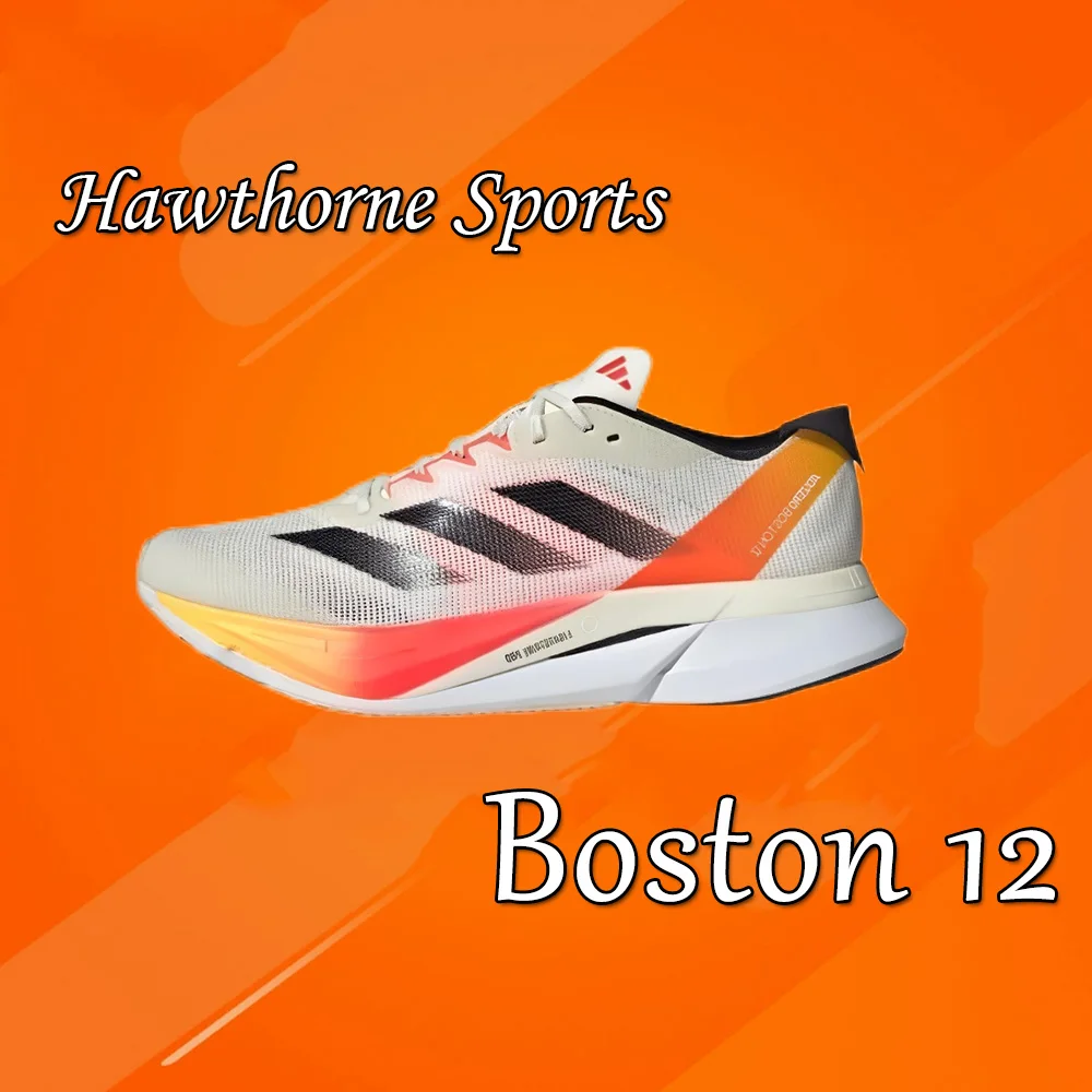 Adidas Original Adizero Boston 12 Low Top Men's and Women's Running Shock Absorbing and Slip Resistant Sneakers