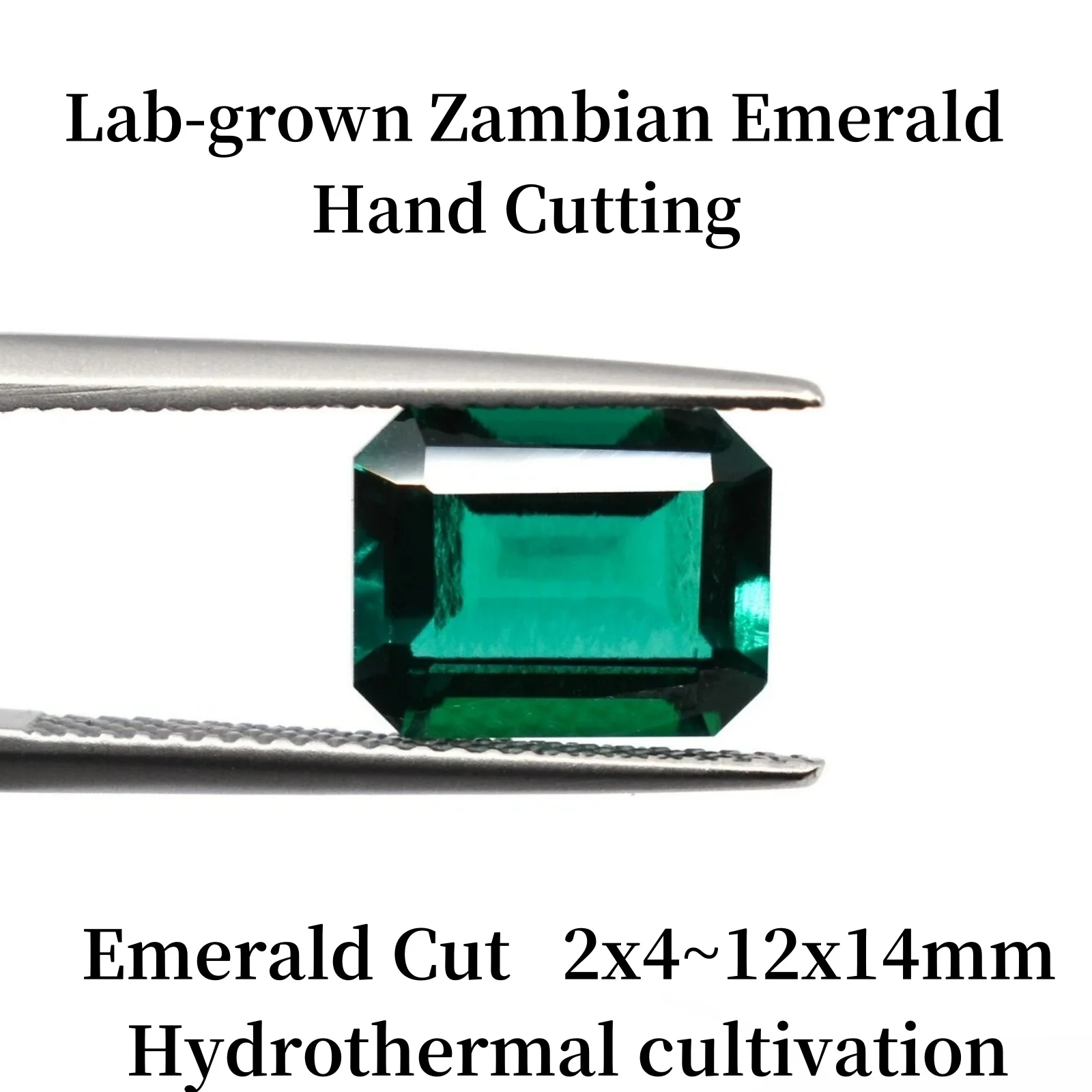 Emerald Cut Lab-Grown Zambian Emeralds Hydrothermal Hand-Crafted Loose Green Gemstone Beads For Jewelry Ring Necklace