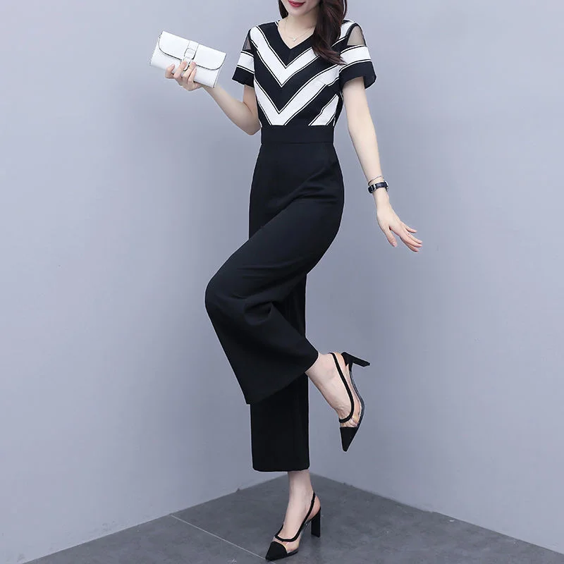 

Women's 2024 Spring And Autumn New High Waist Bodysuits Show Thin Casual Fashion Pants Elegant Wide Leg Jumpers Lady Jumpsuits