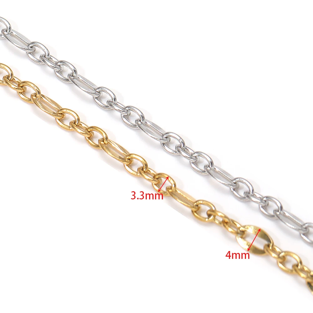 1 Meter Stainless Steel 3:1 Oval Rolo Cable Chains Gold Link Chains for DIY Jewelry Necklaces Making Bracelets Earrings Material