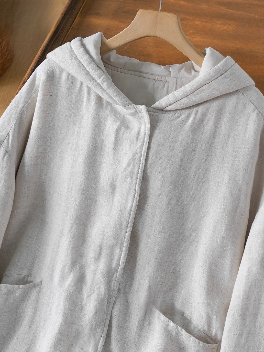 

Women's Cotton Linen Hooded Jaet Coat Thi Warm Autumn Winter Loose plus Size Comfortable Cotton Padded Vest Vintage Sle