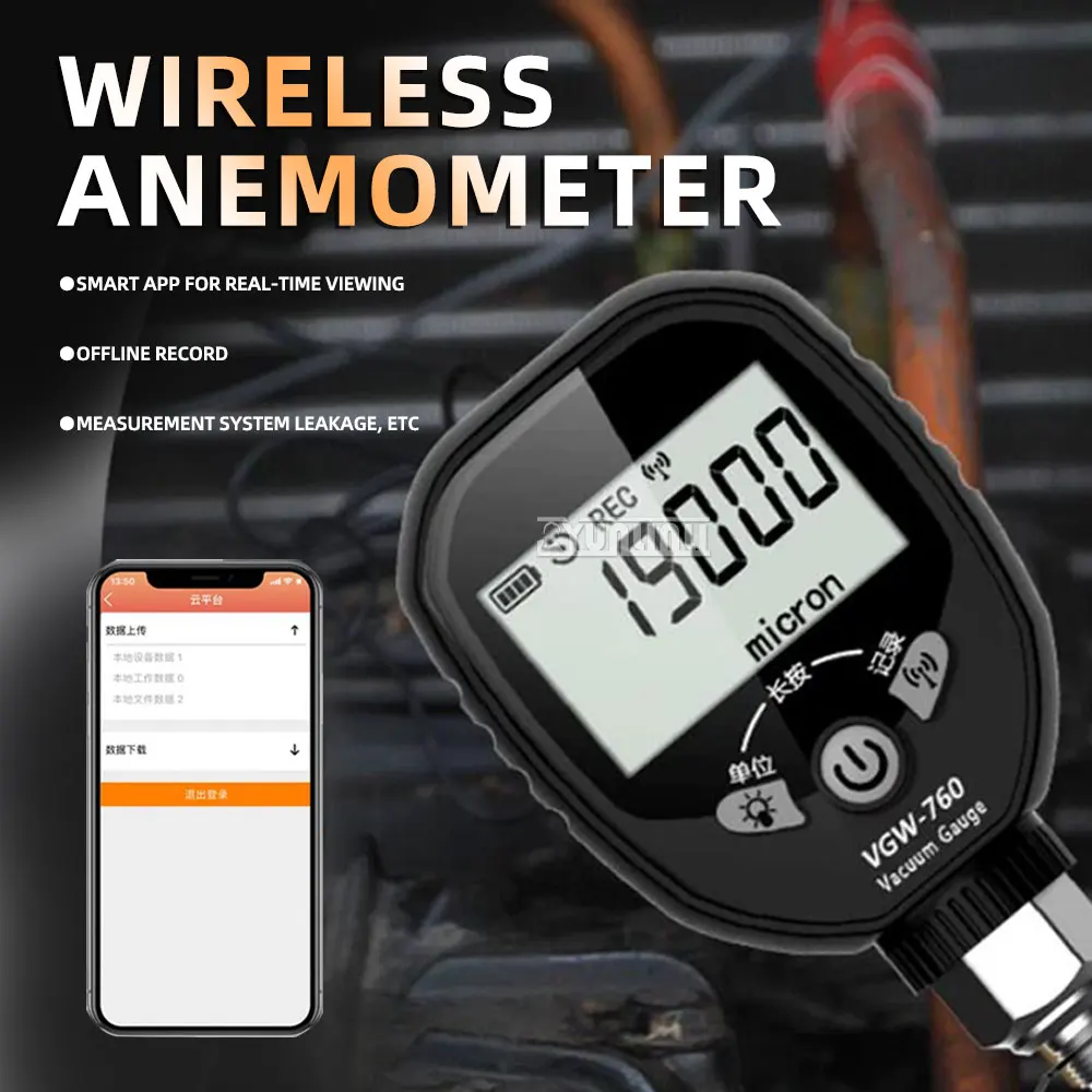Smart Electronic Manometer for HVAC,Digital Absolute Pressure Gauge VGW-760, High Precision Wireless Vacuum Meter