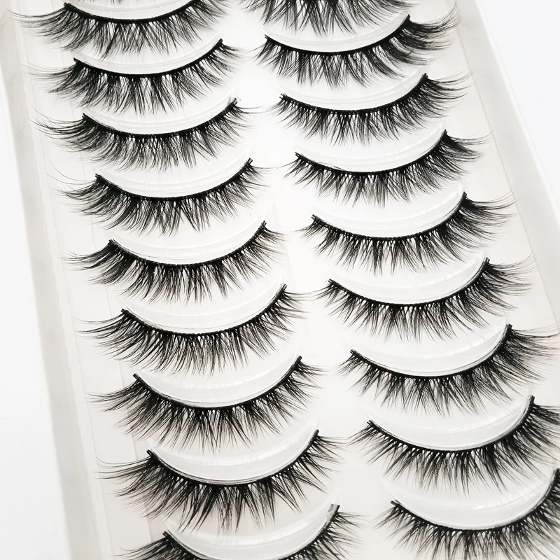 NEW 10 Pairs Fluffy Faux Mink Eyelashes Natural Long False Eyelash Extension Handmade Volume 3D Lashes Makeup Faux Cils Cilios