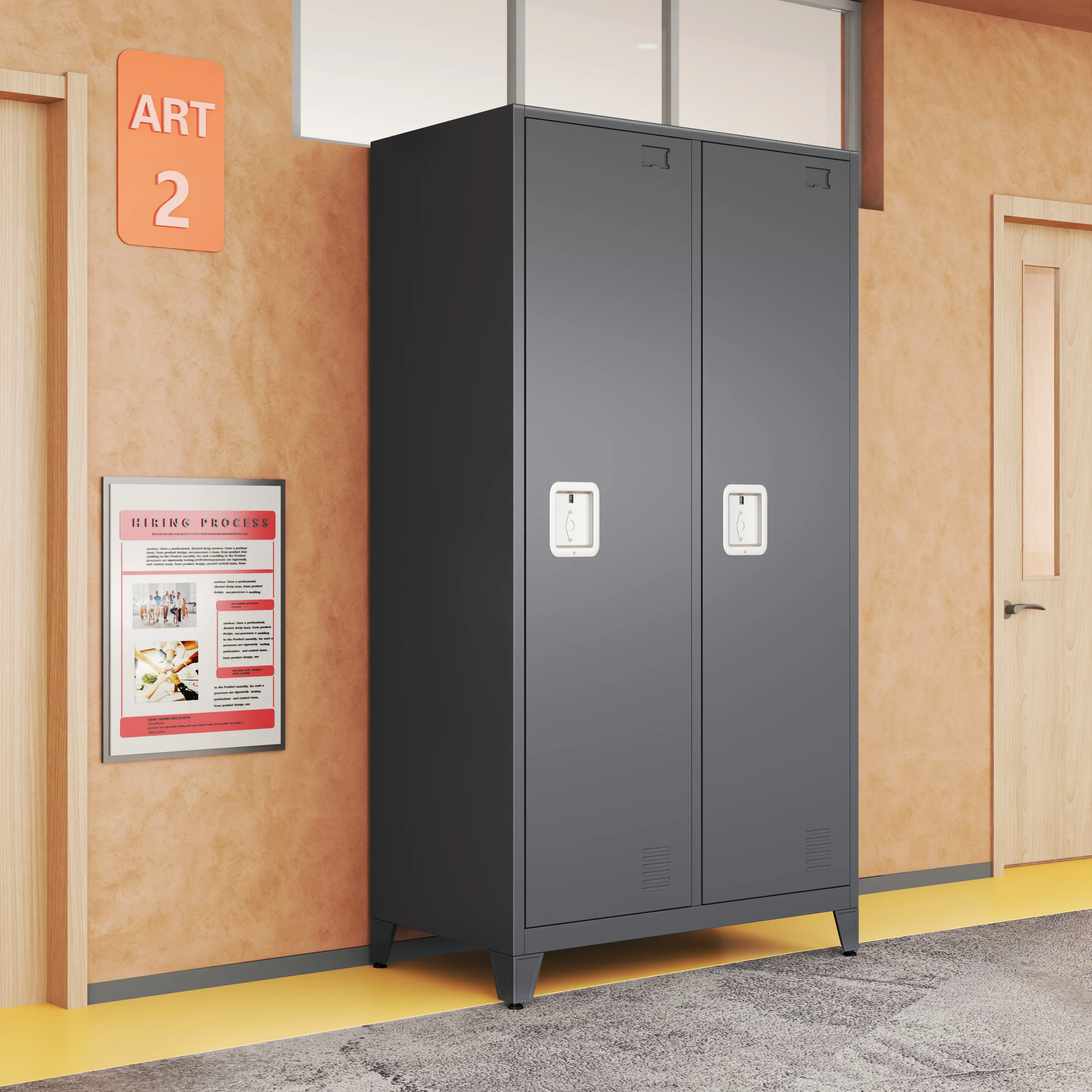 

bn Industrial Locker Cabinet Combo - Metal Storage Lockers for Gym/Wardrobe with Luggage Compartment%