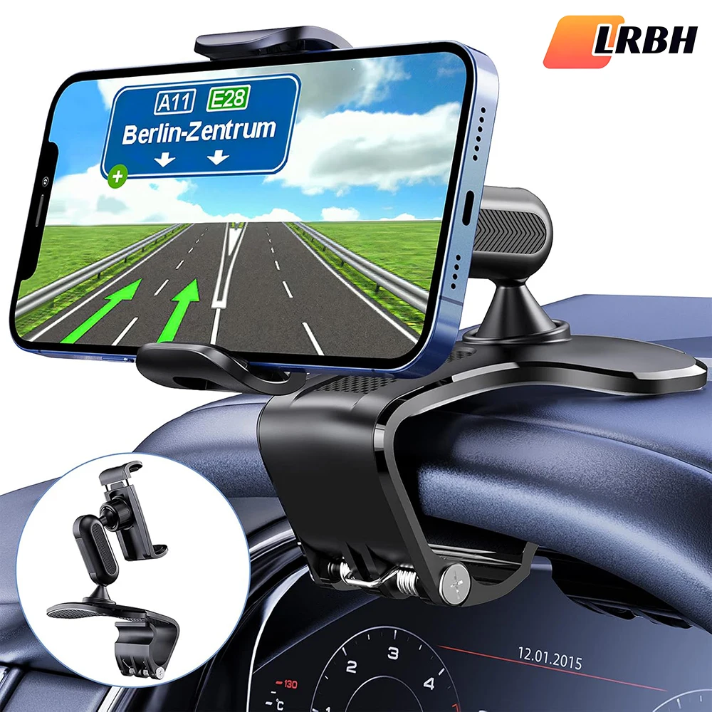 360 Degree Rotation Dashboard Cell Phone Holder for Car Clip