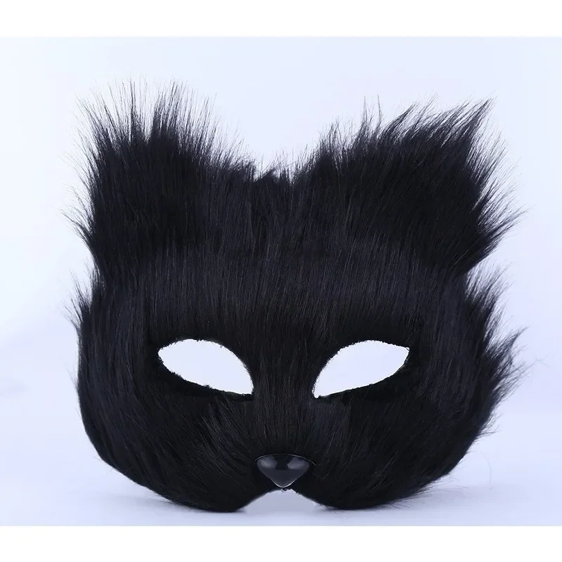 Men's and Women's Ball Furry Fox Mask Halloween Cosplay Cat Tail Gloves Tail Dress Up Props  Masquerade Mask  Halloween Mask