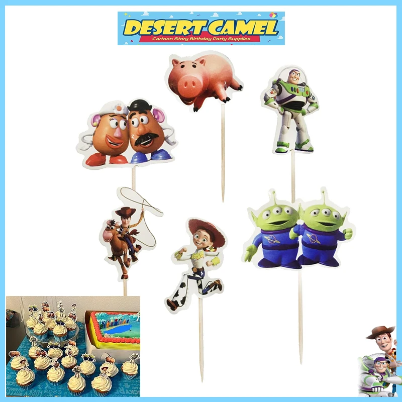 24Pcs Toy Story Cake Decoration Cupcake Toppers for Kids Birthday Party Decoration Party Favors Baby Shower Supplies