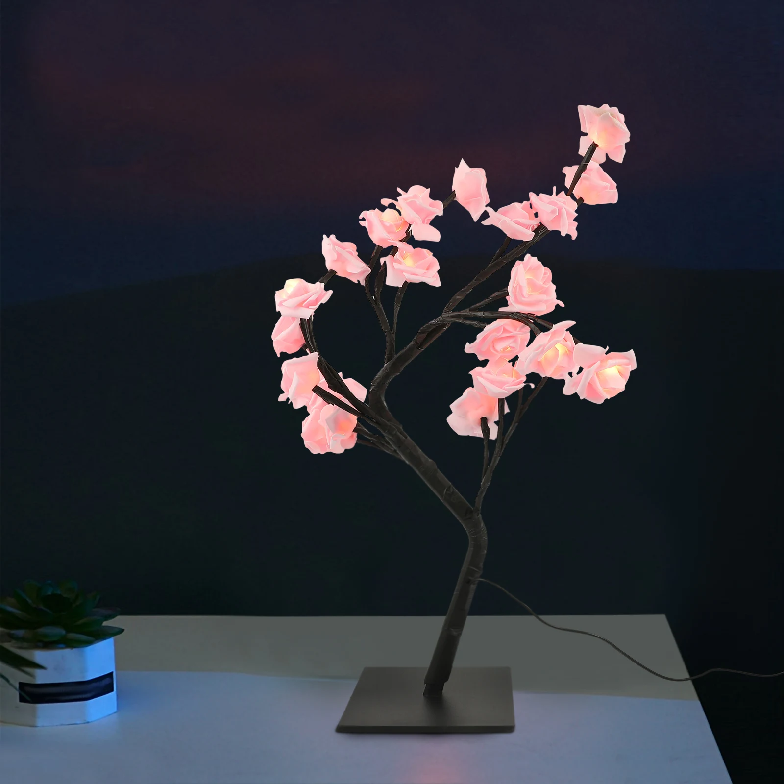 

Rose Tree Lamp PVC Light Warm Bedroom Decor for Women Small Desk Lamps Home Aesthetic Led Rose Tree