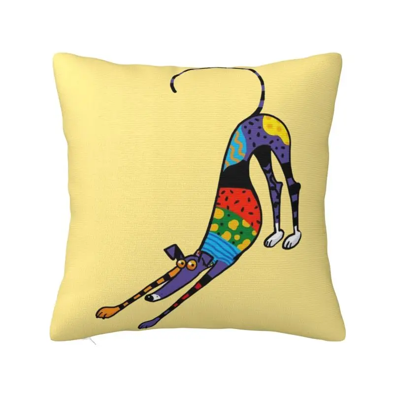 Custom Greyhound Whippet Dog Art Square Pillowcover Decoration Cushion Cover Throw Pillow for Living Room Double-sided Printing