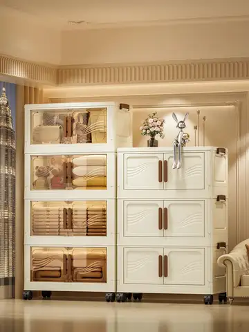 Foldable Storage Box with Clear Door - Spacious, Durable, and Easy-to-Assemble - Ideal for Organizing Clothes, Books, Toys, and