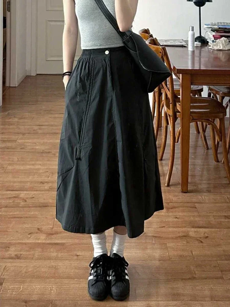 

Vintage Chic Y2k High-waisted Skirt Women Korean Fashion Casual Elegant Skirt Female Solid High Street Clothing 2024 New Summer