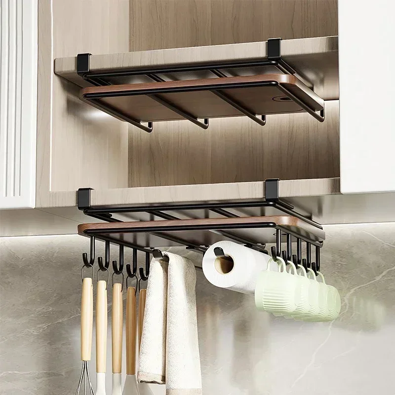 

Multi-functional Kitchen hanging Organizer Pot Lid Cutting Board Placement Storage Rack Non-punching Cabinet Lower Hanger shelf