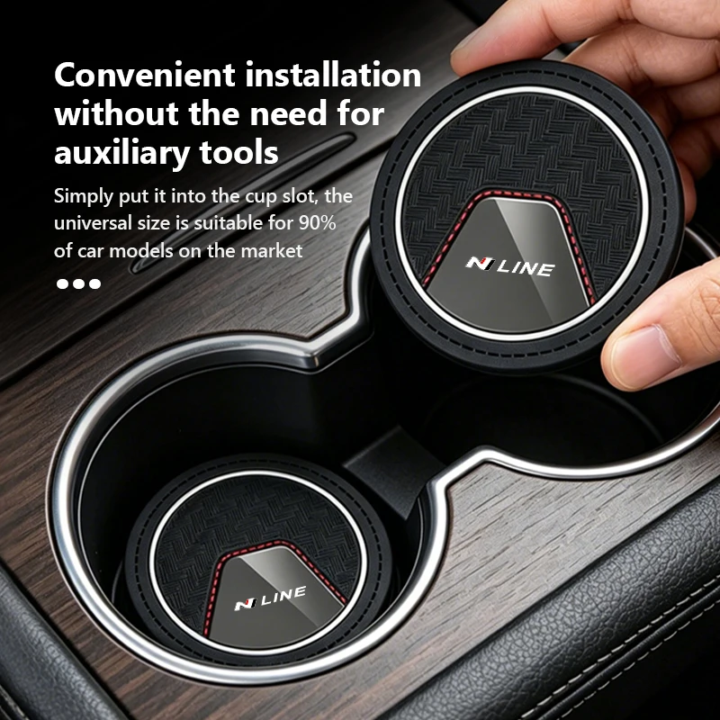 2pcs Car Water Cup Holder Pad PVC Dustproof Auto Interior Mat For Hyundai N LINE i30 i20 Sonata Accent Tucson Elantra Azera - view 5