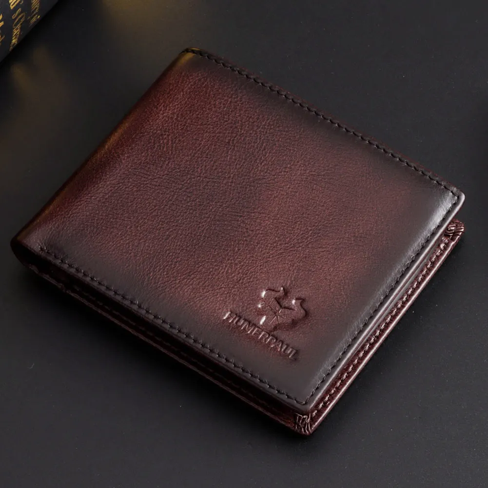 Portafoglio RFID da uomo Porta carte di credito in vera pelle con finestra identificativa Bifold Top Flip / Borsa per soldi maschile con capacità