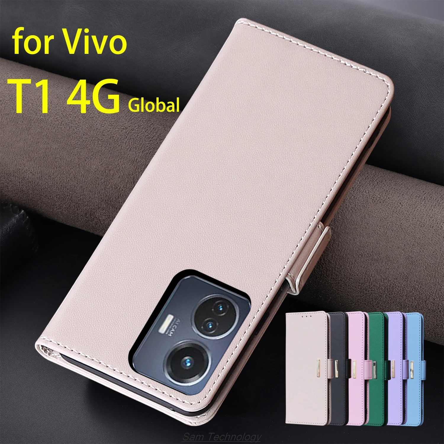 

Magnetic buckle Leather Case for Vivo T1 4G Global EUR RUS Wallet RFID BLOCKING Flip Cover female Simple Capa Fundas Coque