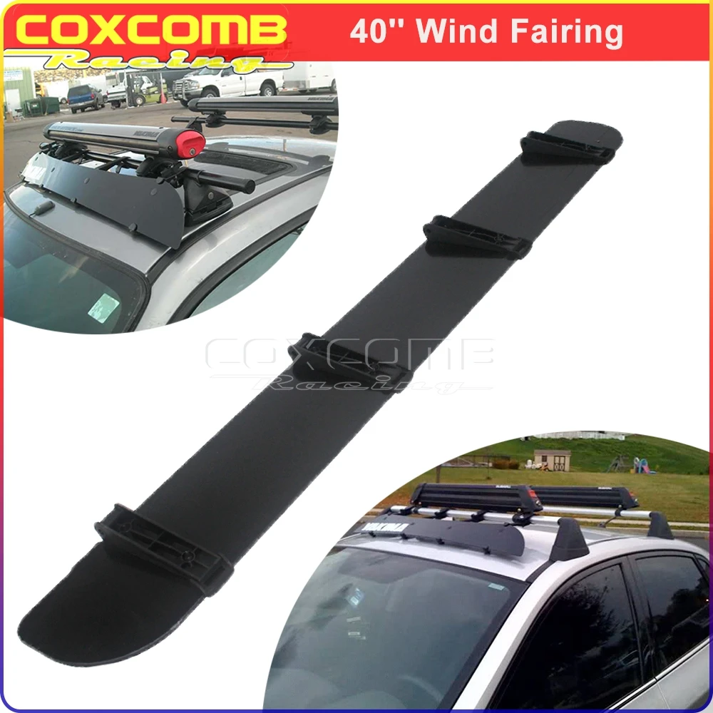 Black Auto Car Universal Wind Shield Winshield Fairing Front Air Deflector Bar Roof Cargo Rack Crossbar Spoiler Composite Panel