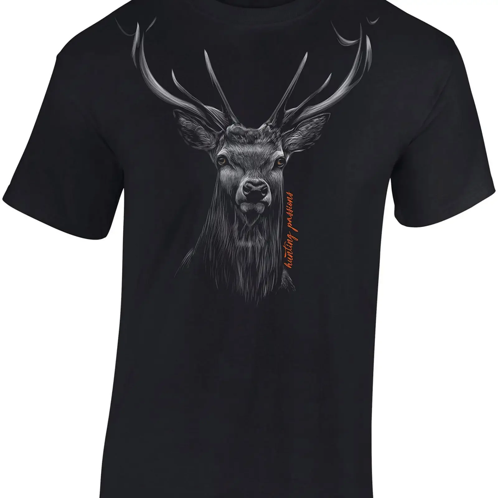 Baddery Jäger T Shirt Herren Hunting Passion Jagd für Männer mit Hirsch Motiv vintage Washed graphic Stylish Breathable