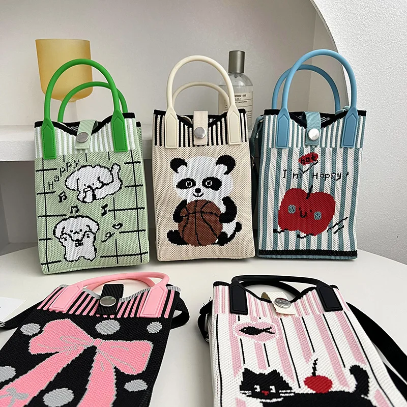 

New Crossbody Bag with Niche Design, Cute Phone Bag, Cartoon Knitted Bag, Handbag, Knitted Mini Shoulder Bag, Minimalist Design