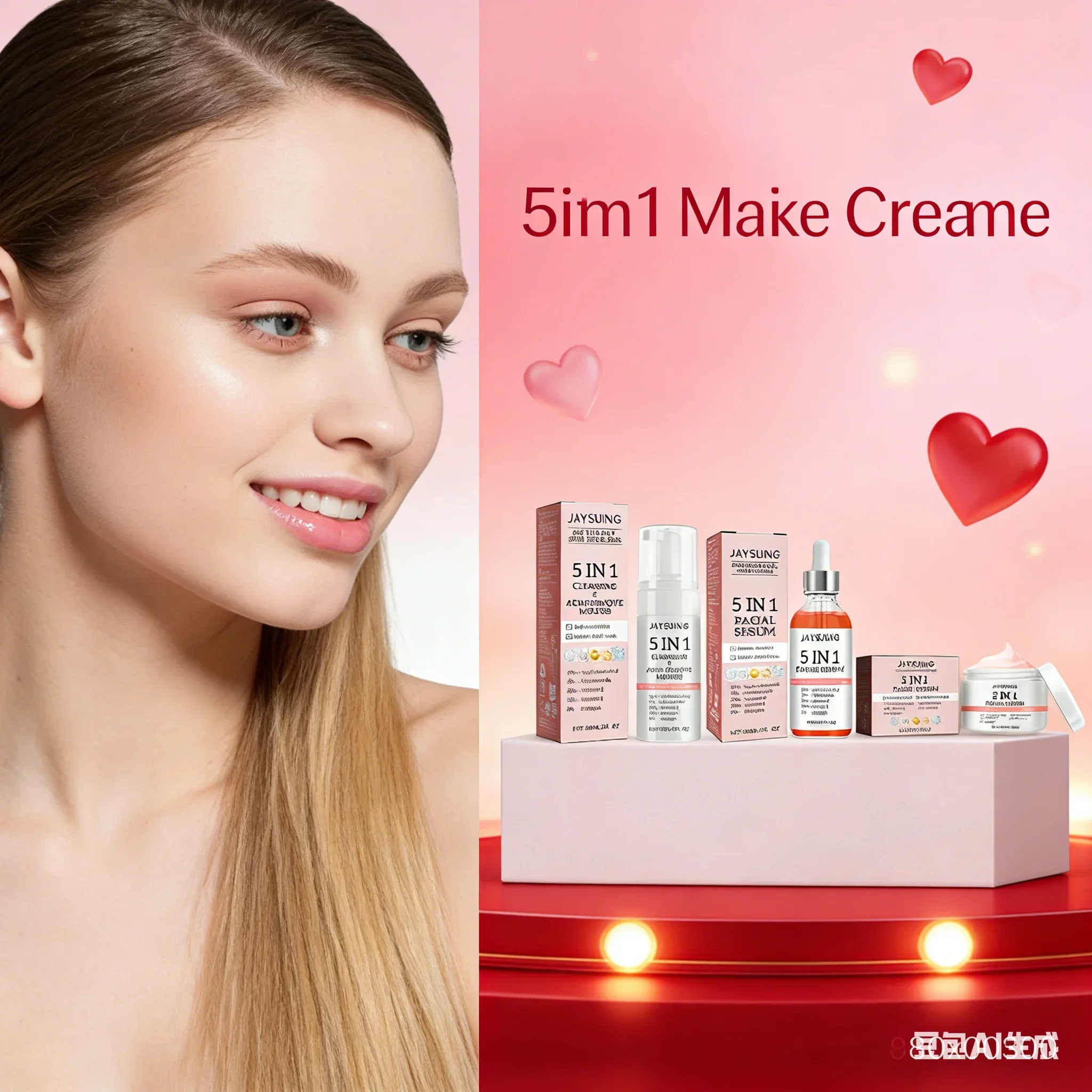 Jaysuing 5-in-1 Face Moisturizing Set, Christmas Valentine's Gift Skincare System for Deep Cleansing, Firming, Brightening, Anti