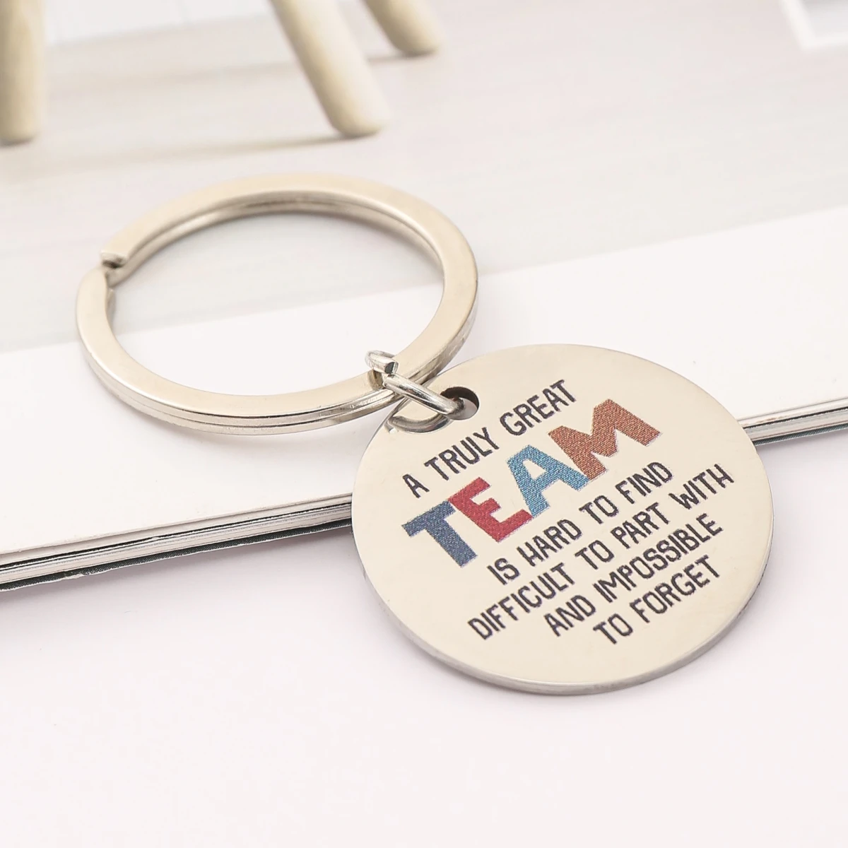 1Pc Inspirational \'A Truly Great Team\' Stainless Steel Keychain - Perfect Gift For Colleagues, Friends & Teammates