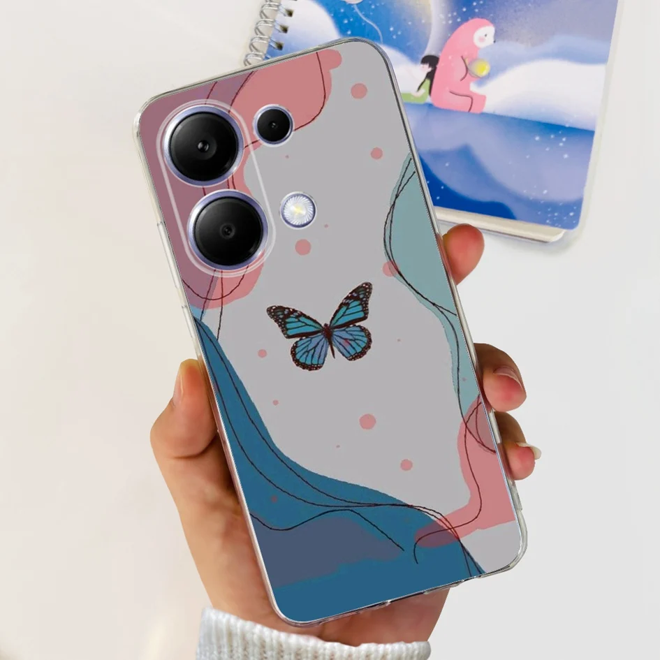 For Xiaomi Redmi Note 13 Pro 4G 2024 Case New Fashion Flower Soft Silicone Phone Back Cover For Xiaomi Poco M6 Pro 4G Capa Shell