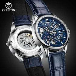 OCHSTIN 2023 Newest Stainless Steel Waterproof Mens Skeletonized Watch Top Brand Luxury Transparent Mechanical Sports