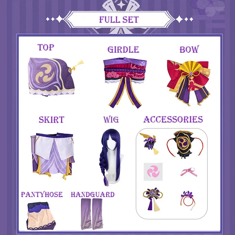 Raiden Shogun Beelzebul Cosplay Game Genshin Impact Cosplay Costume Wig Tops Skirts Halloween Party Costume for Women