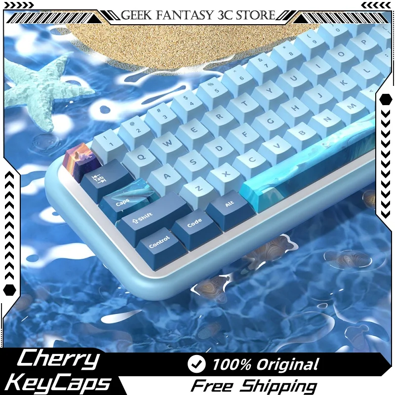 New Whales Fall Themed Keycaps 138/158 Key Cherry Profile Pbt Thermal Sublimation Mechanical Keyboard Anime Game Cartoon Keycaps