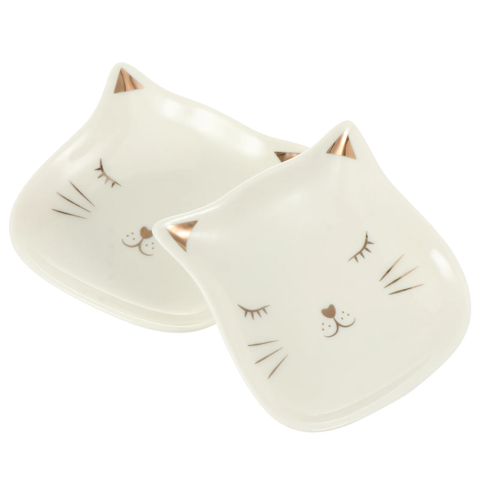 2 Pcs Cat Plate Jewelry Ceramic Earrings Tray Necklace Bracelet Storage Stylish Trinket Ceramics Display