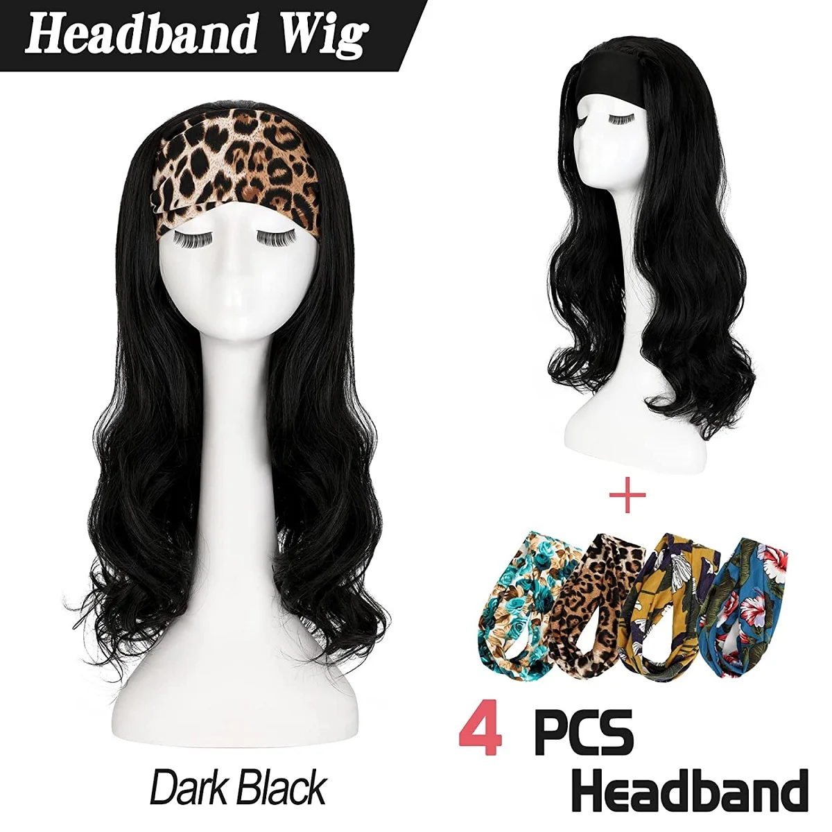 Shangzi Headband Wig Synthetic Black/red Glueless 22