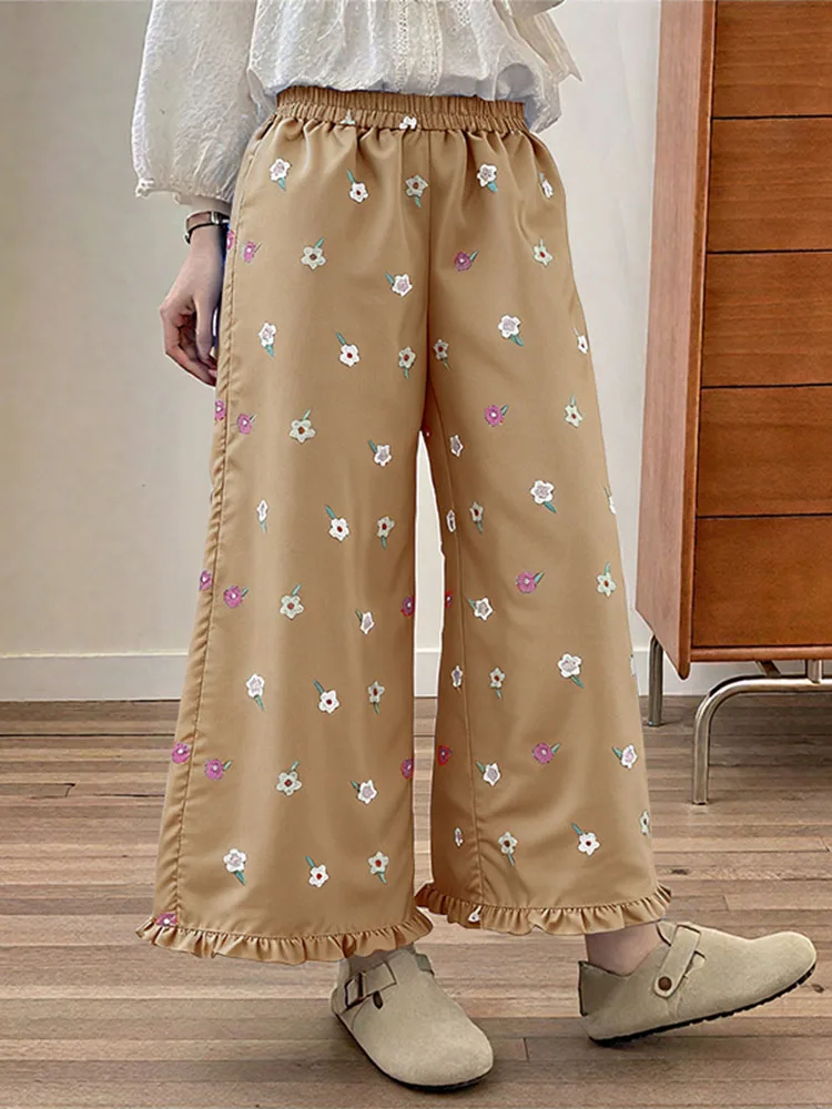 ZANZEA Korean Style Floral Printed Pants 2025 Women Vintgae Elastic Waist Wide Leg Trousers Casual Loose Pleated Bottoms