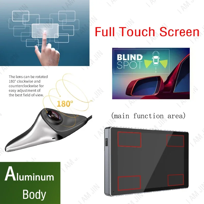 New CMS Car Rear View Camera Blind Spot Auxiliary Reversing System Backup Side Camera Screen IP68 Waterproof AHD Smart Monitor