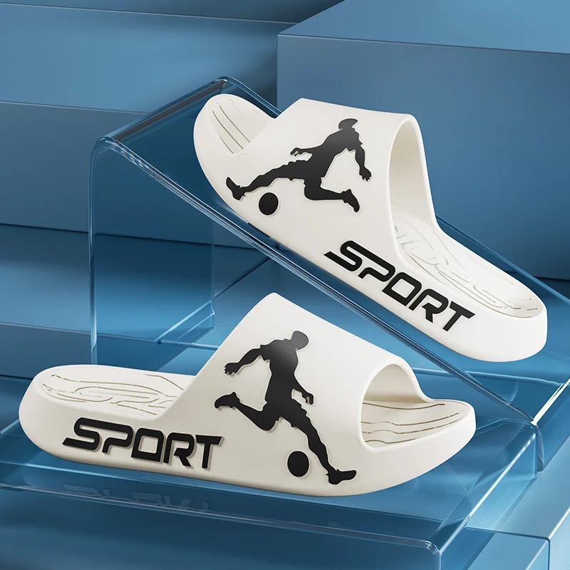 Men Slippers Summer EVA Soft Cushion Cloud Slides Sport Print Thick Platform Non-Slip Indoor Outdoor Bathroom Shoes