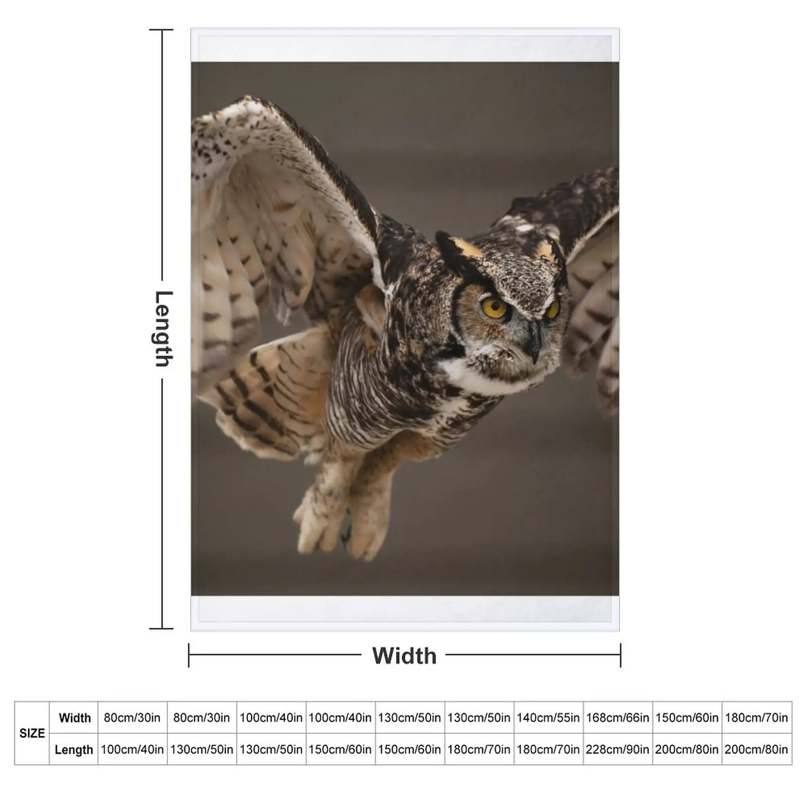 Great Horned Owl Throw Blanket couch cozy soft plush fuzzy picnic outdoor blanket