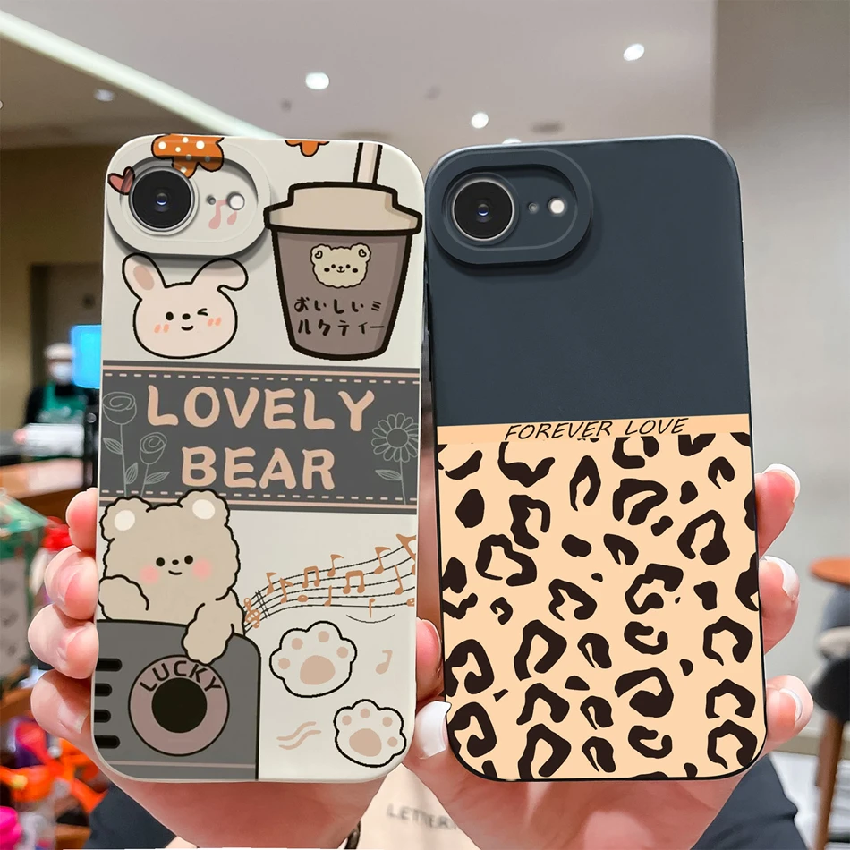 Cute Cartoon Cover For iPhone 16E Case For iPhone SE 2025 High Quality Premium Liquid Silicone Camera Protection Soft Phone Case