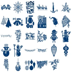 Tattered Lace Christmas Metal Cutting Dies Tree New Year Snowman Hollow out Snowball Snowflake Scrapbooking Card Craft No Stamp