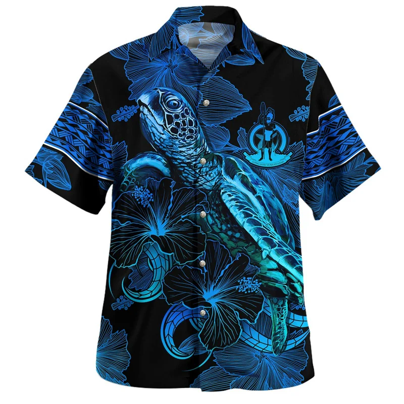 Camisas con estampado 3D de la República de Vanuatu para hombre, blusas cortas con estampado de emblema de Vanuatu, moda de verano