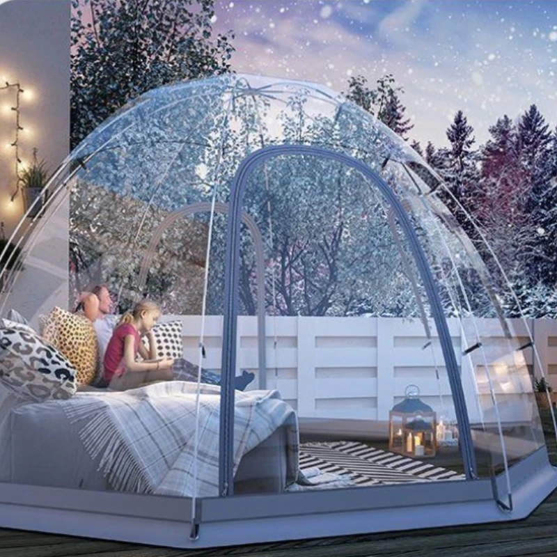 Outdoor Camping Windproof Tent Keep Warm Large-space Transparent Tent Dome Cold-proof Portable Travel Tents Camp Equipment
