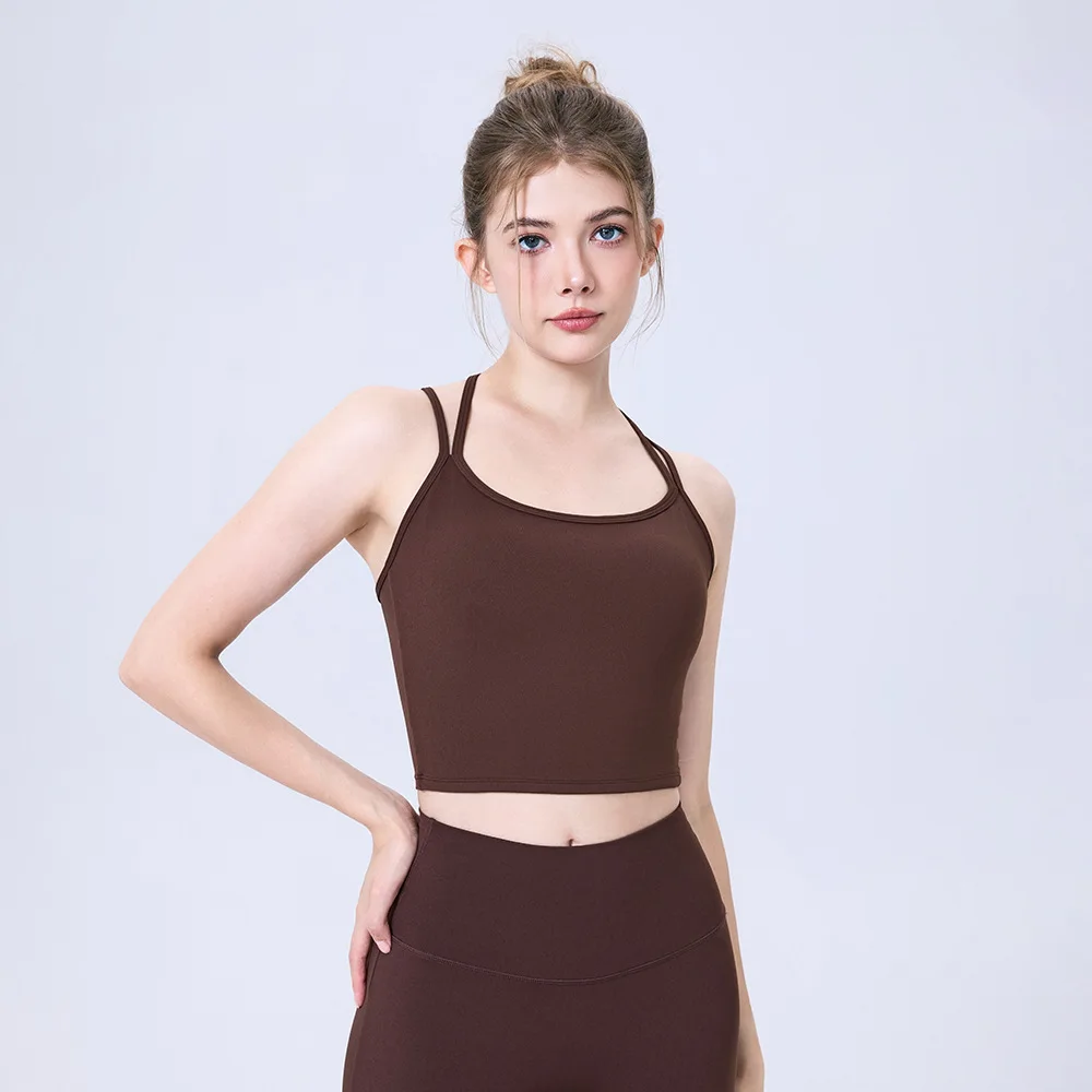 Roupa interior esportiva de secagem rápida feminina nua gota de água beleza volta à prova de choque exterior wear correndo sutiã fitness tank top