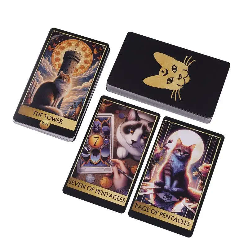 

Cat Tarot Games 78pcs English Version Tarot Oracle Deck Clear Printed Wiccan Supplies Tarot Games For Parties Friends Gathering