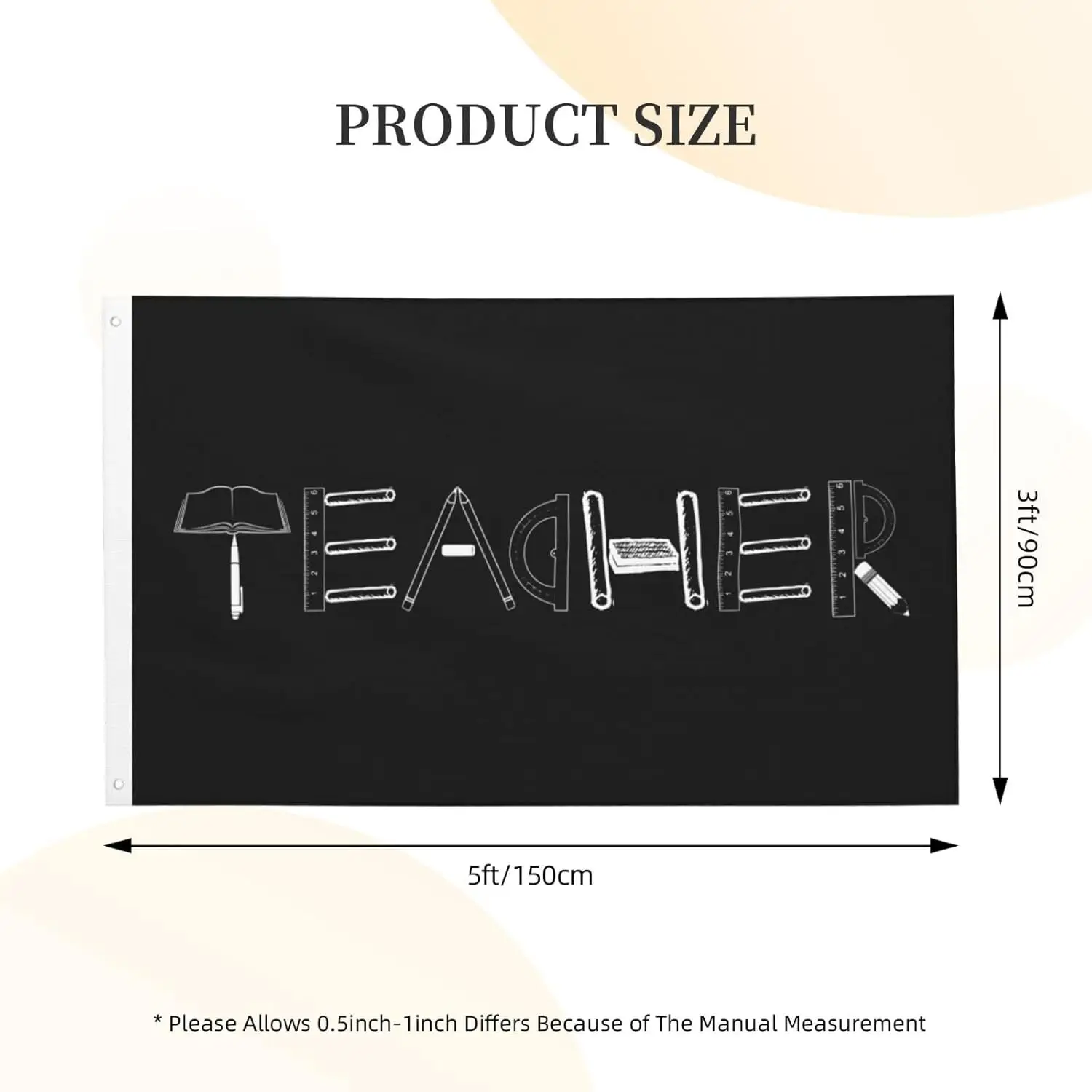 Flagicts 100% Polyester Teacher Lettering With Book Pen Ruler Chalk Flag
